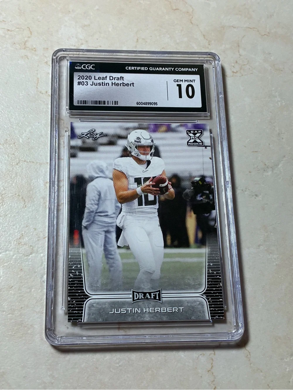 2020 Leaf Draft Justin Herbert Rookie Card - Graded CGC Gem 10